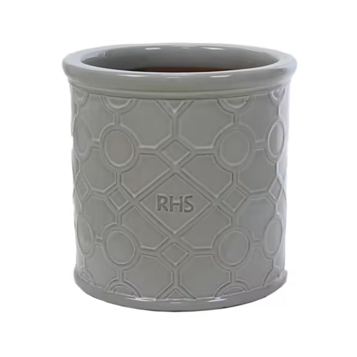 Woodlodge 18cm Dark Grey RHS Cylinder Lattice Glazed Pot