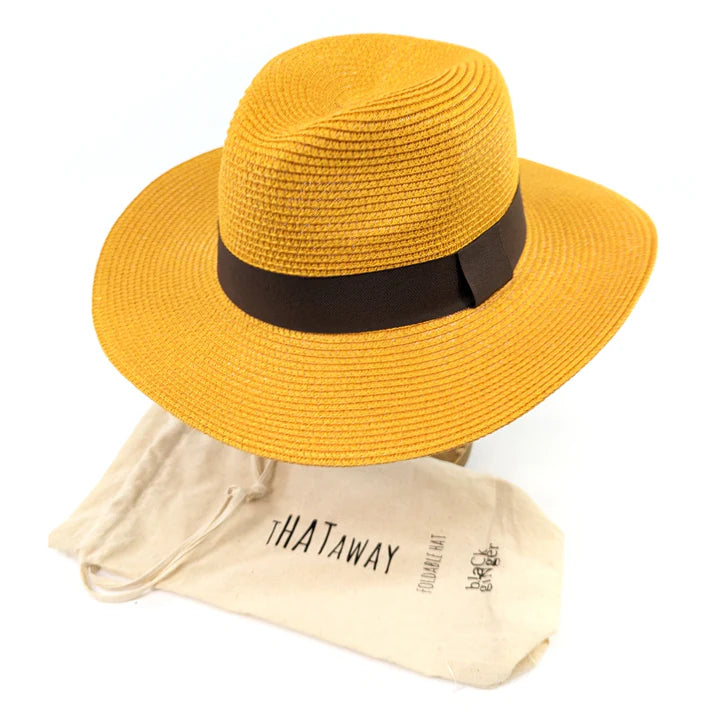 Black Ginger Mustard Panama Folding Hat - 601-124
