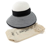 Black Ginger 57cm Black/White Stripey Open Back Foldable Hat