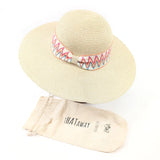 Black Ginger 57cm Natural Wide Brim Zigzag Band Foldable Hat