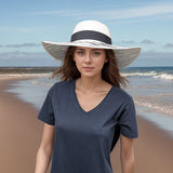 Black Ginger 57cm Zebra Print Wide Brim Fold Hat