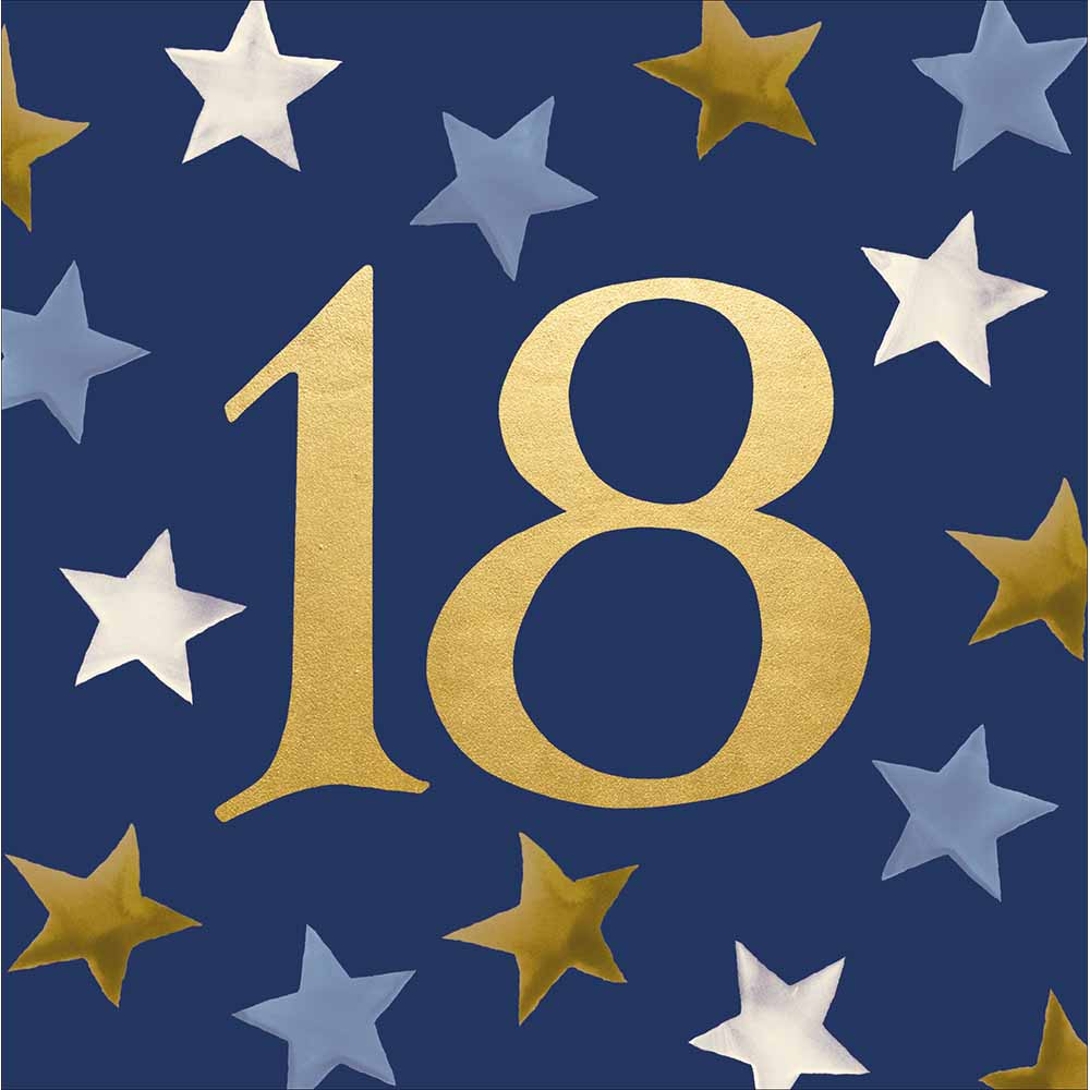 Woodmansterne Blue/Gold Starts 18th Birthday Card