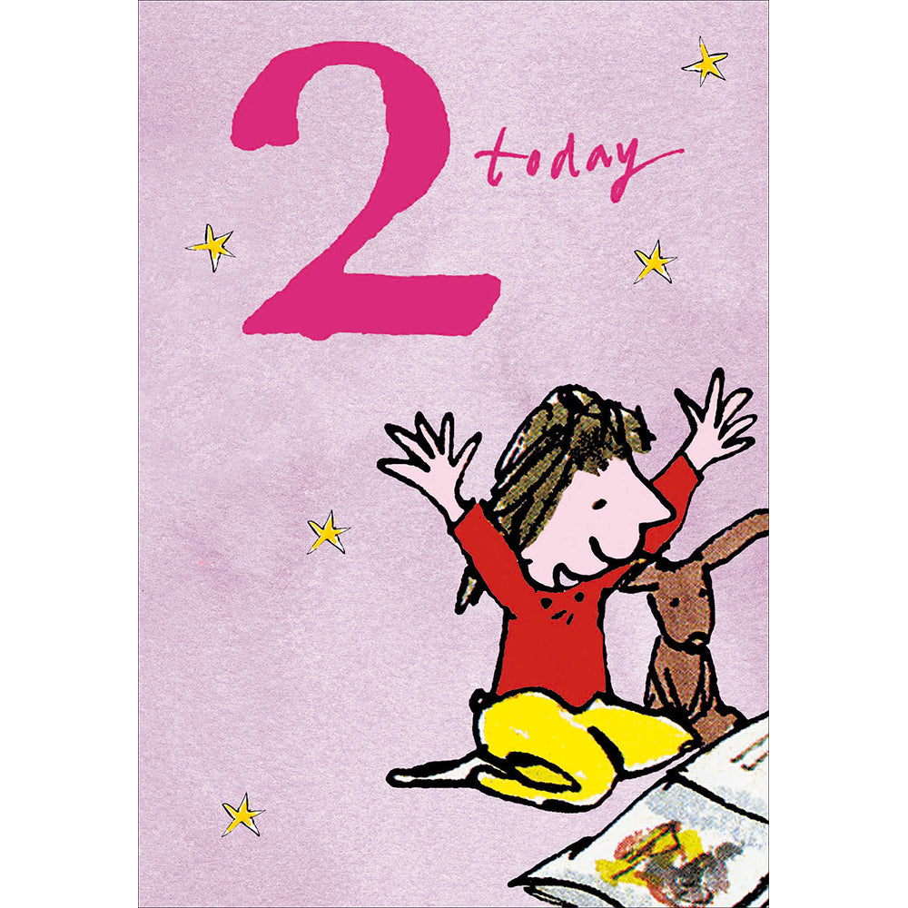 Woodmansterne Girl & Bunny Reading 2nd Birthday Card
