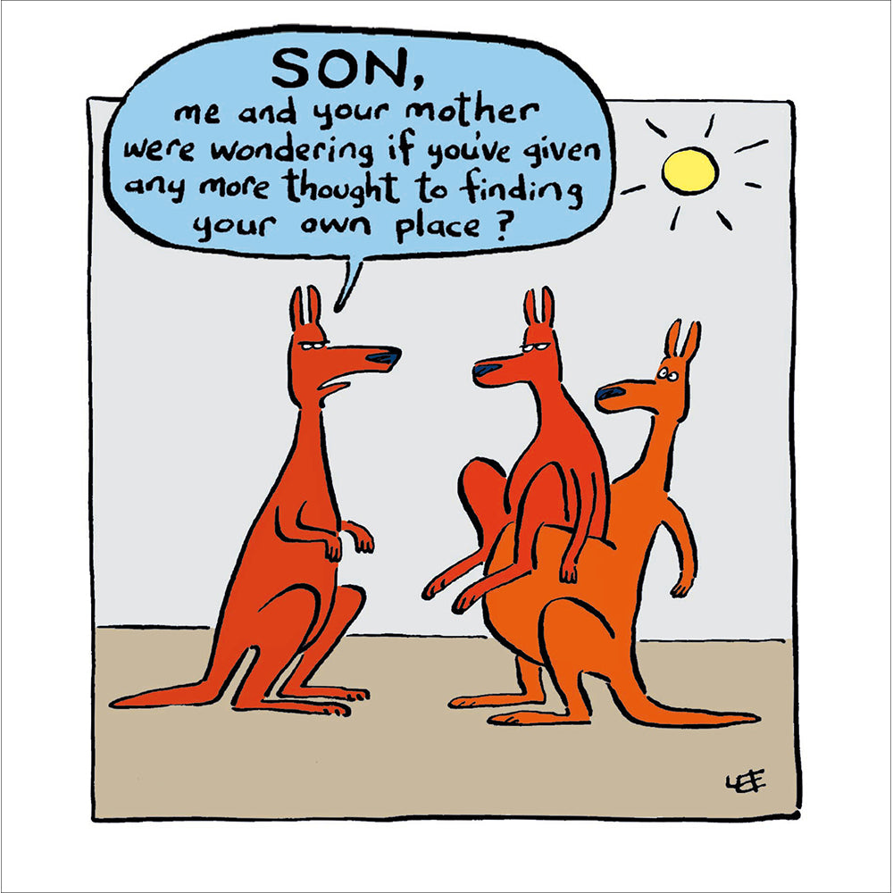 Woodmansterne Son Kangaroo Moving Out Funny Blank Card