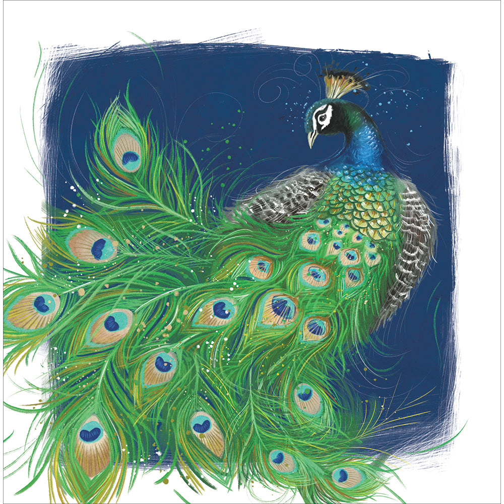 Woodmansterne Peacock Swirl Blank Card