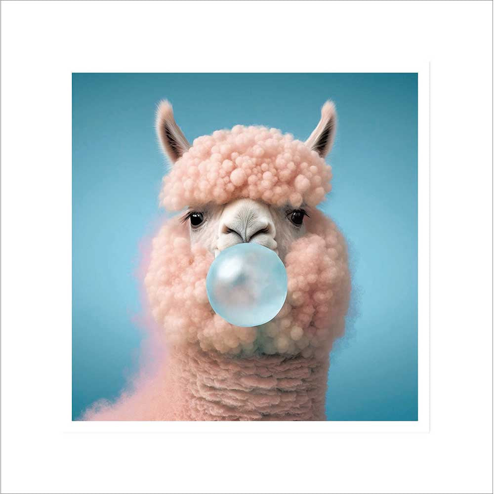 Woodmansterne Llama Bubble Gum Blank Card