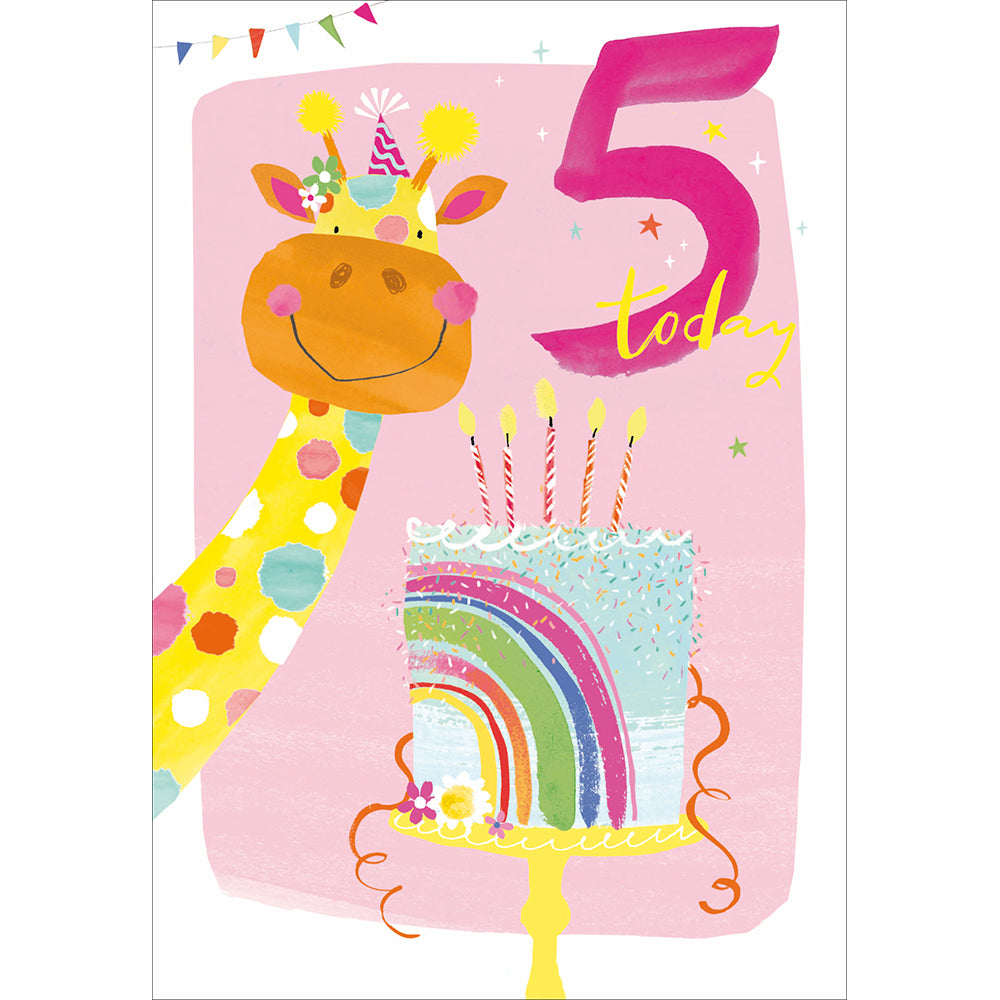 Woodmansterne Party Giraffe Five Today Birthday Card