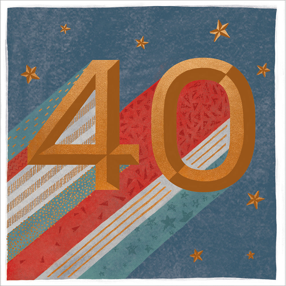 Woodmansterne Colouful Text 40th Birthday Card