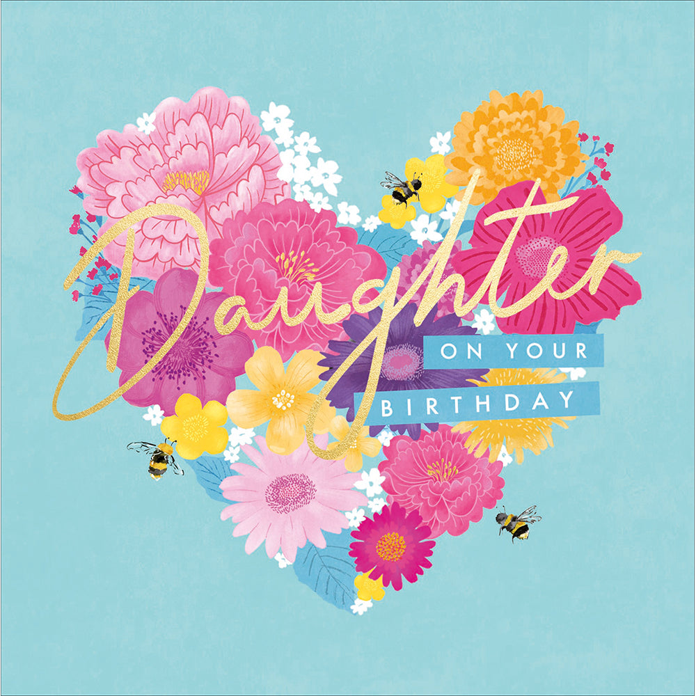 Woodmansterne Daughter Floral Heart Birthday Card