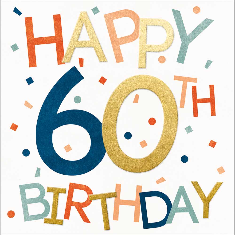 Woodmansterne Colourful Text 60th Birthday Card