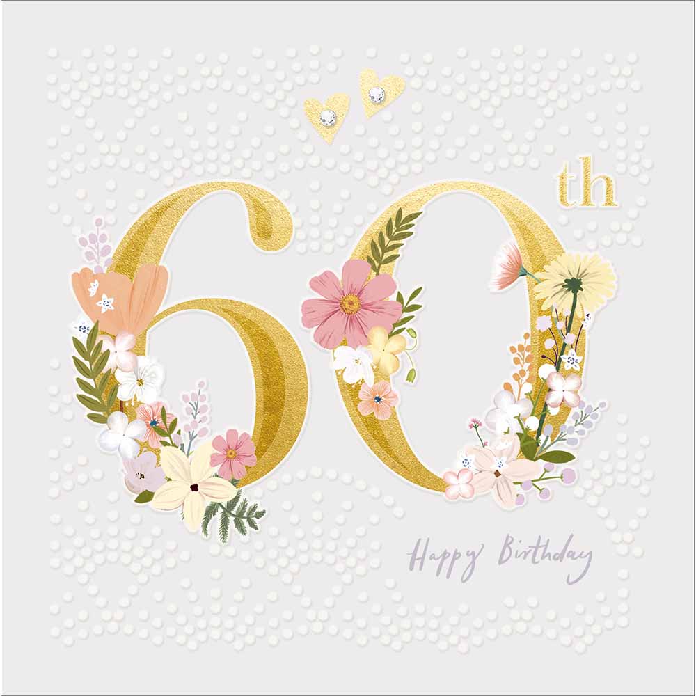 Woodmansterne Floral Gold 60th Birthday Card