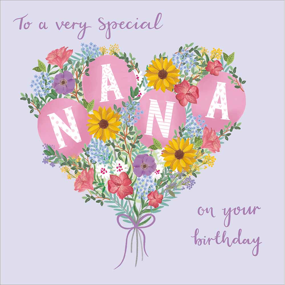 Woodmansterne Special Nana Floral & Balloons Birthday Card