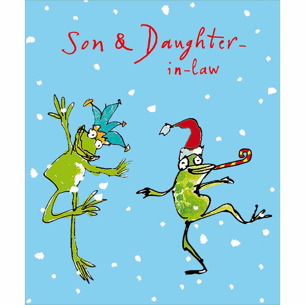 Woodmansterne Son & Daughter in Law - Frogs Dancing Christmas Card