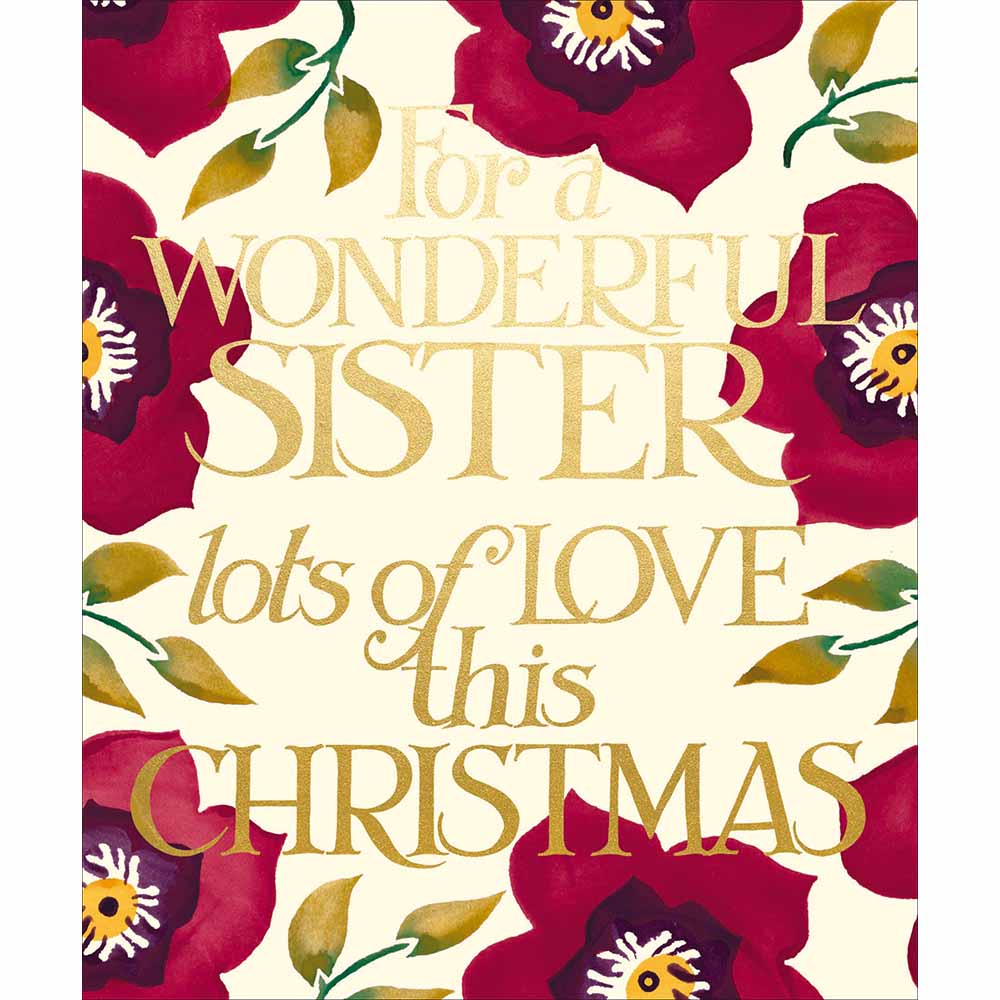 Woodmansterne Sister - Colourful Flowers with Gold Text Christmas Card