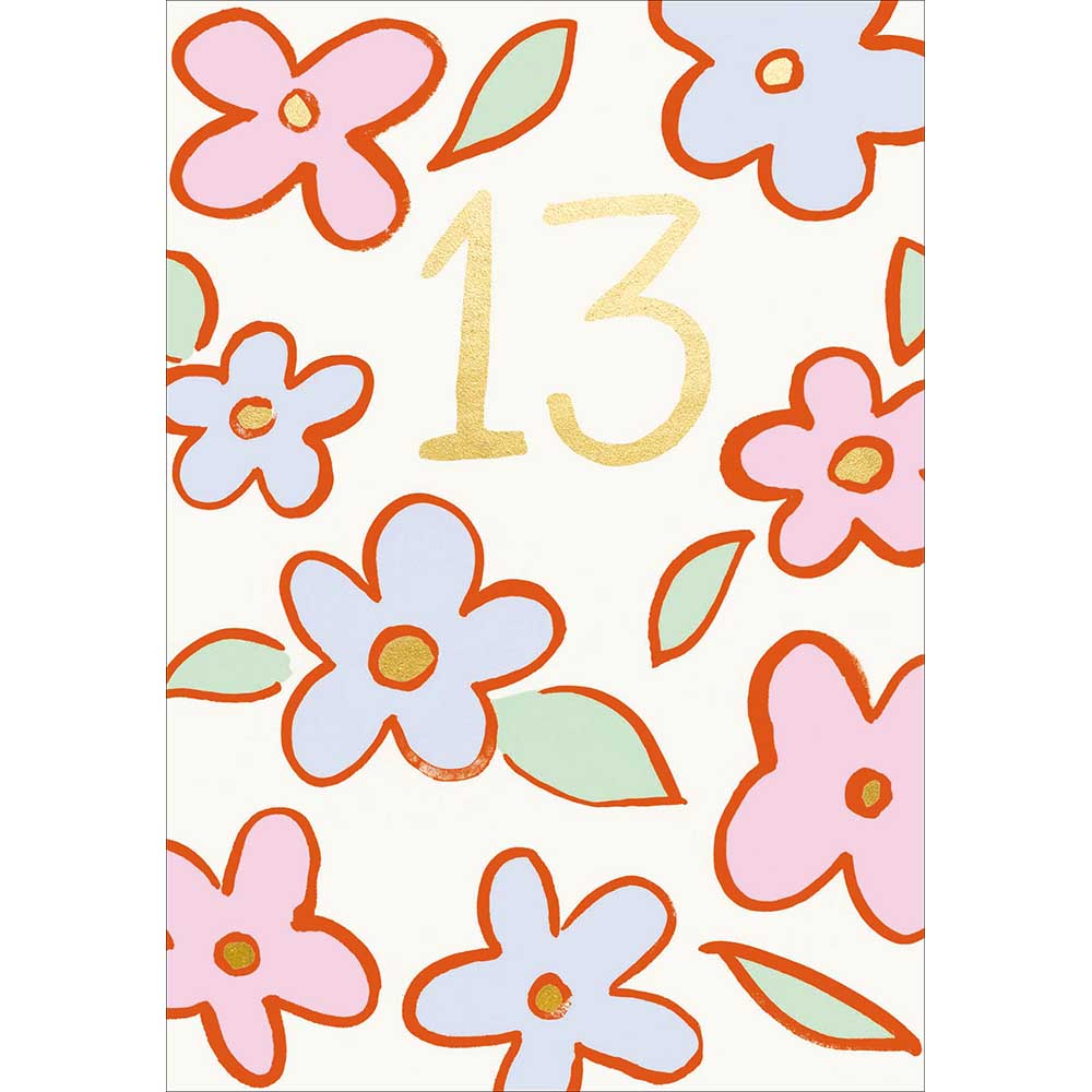 Woodmansterne Pastel Flowers 13th Birthday Card
