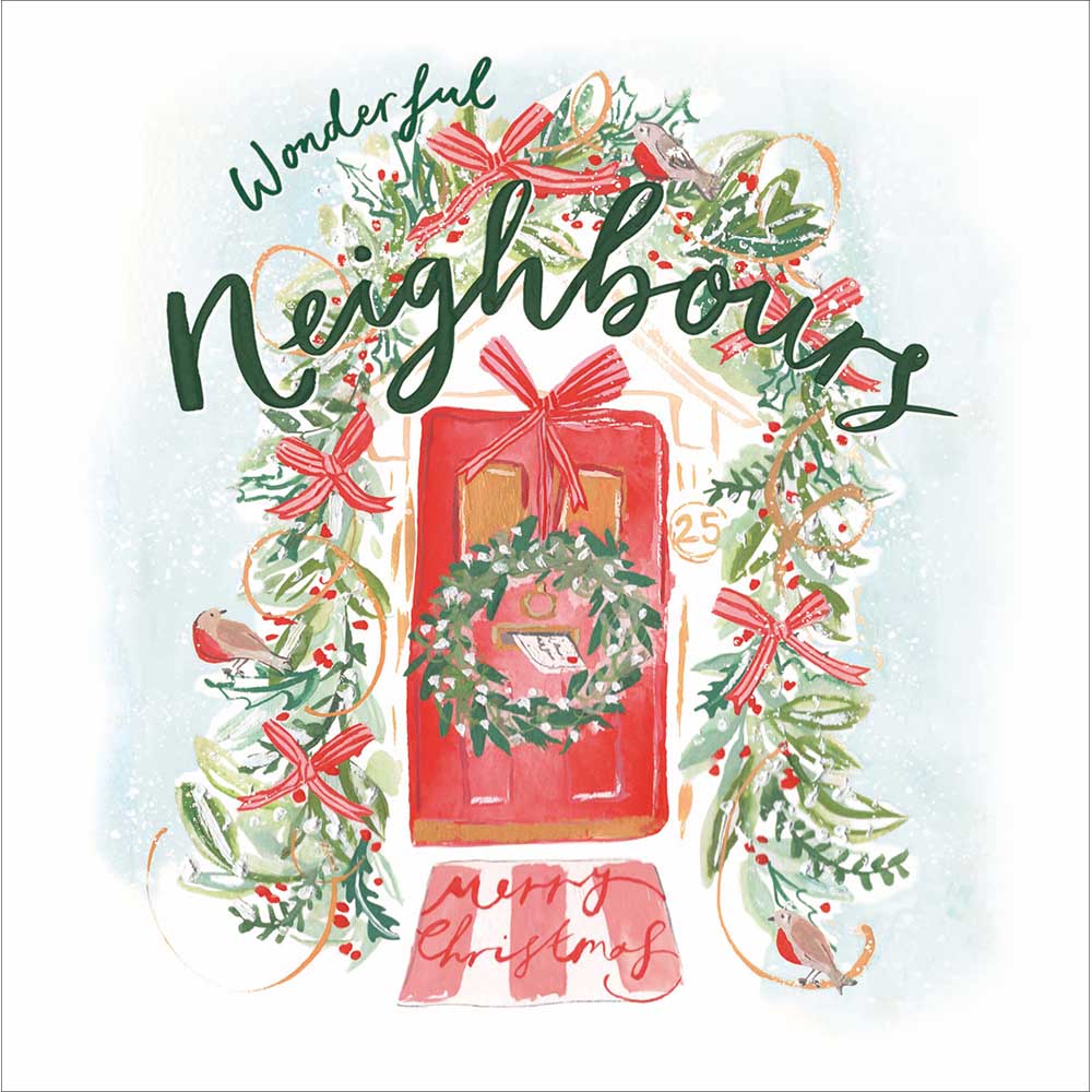 Woodmansterne Neighbours - Front Door with Wreath Christmas Card