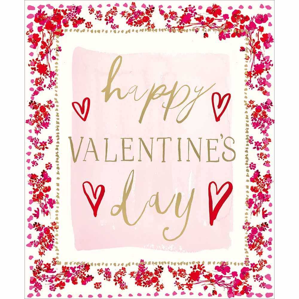 Woodmansterne Red Flower Border Valentine's Day Card