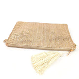 Black Ginger Gold Glitzy Tassel Zip Clutch Bag