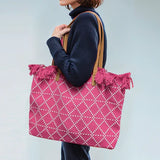 Black Ginger 45cm Pink Large Tasseled Tote Bag