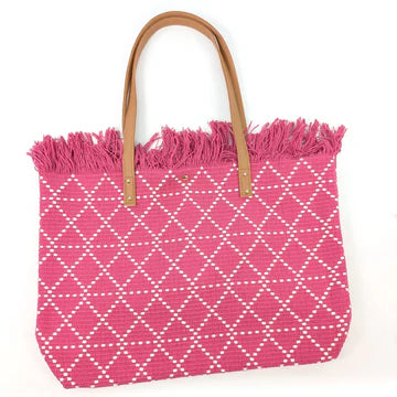 Black Ginger 45cm Pink Large Tasseled Tote Bag