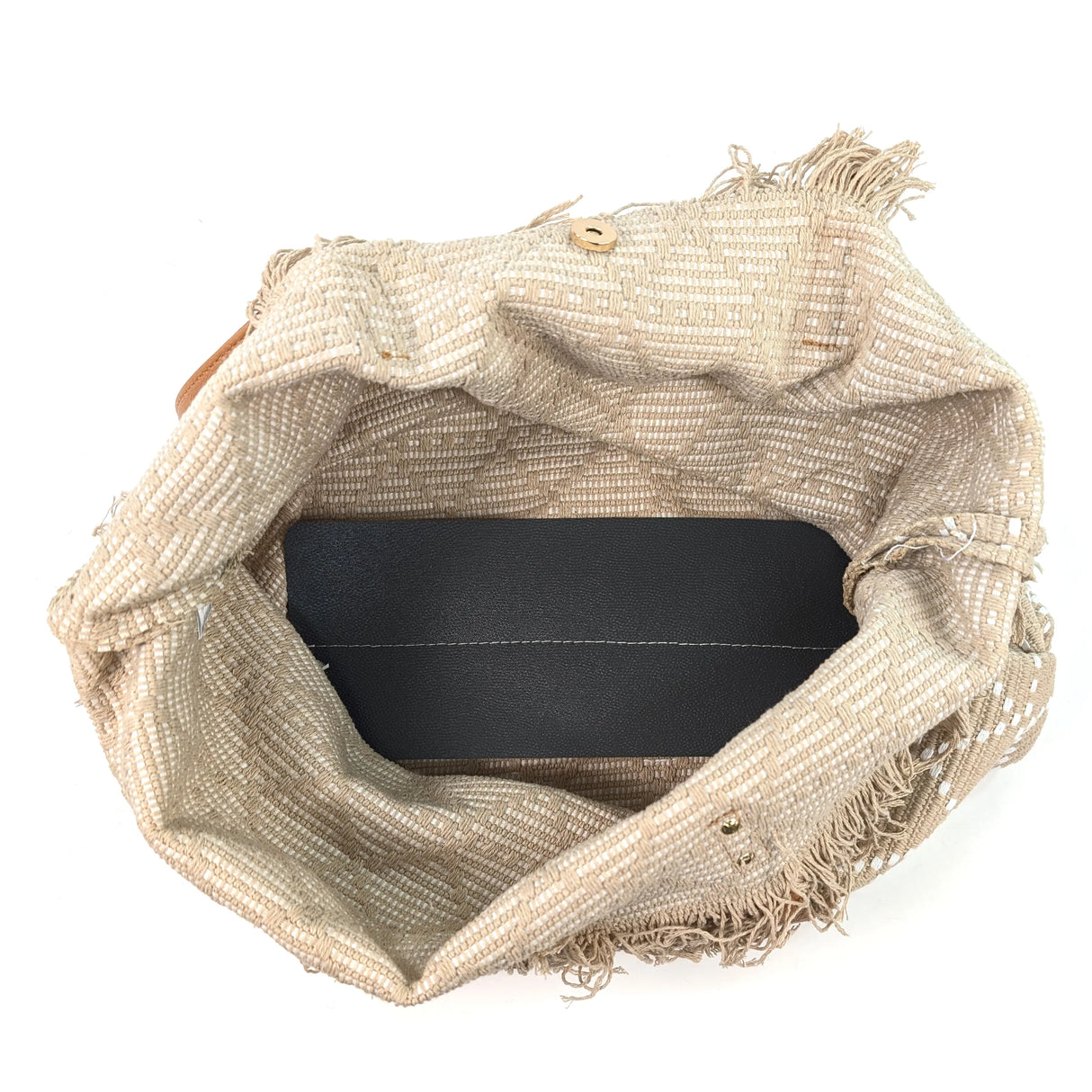 Black Ginger 45cm Latte Large Tasseled Tote Bag