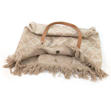 Black Ginger 45cm Latte Large Tasseled Tote Bag