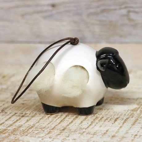 Wildlife World 11cm Hanging Ceramic Sheep with Wool