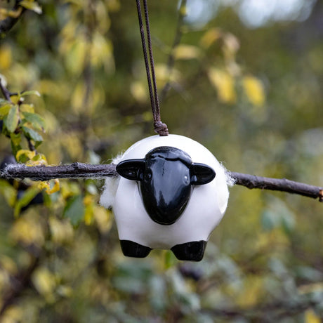 Wildlife World 11cm Hanging Ceramic Sheep with Wool