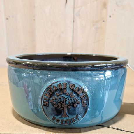 Woodlodge 41cm Reactive Turquoise Low Edwin Cylin Pot