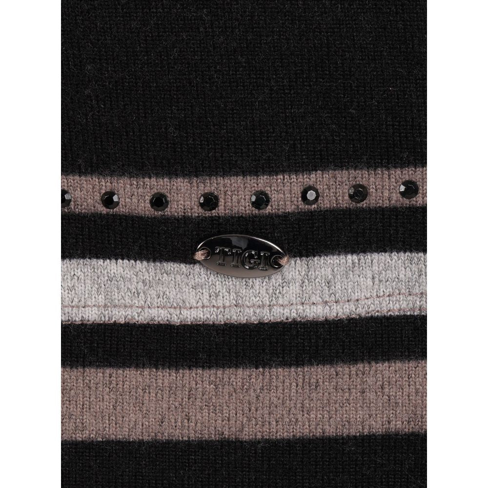 Tigi Stripe & Diamantes Crew Neck Top - Brown