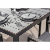 Bramblecrest 164cm x 95cm Fawn Zurich 6 Seat Rectangle with Parasol & Base Set - X25ZR02