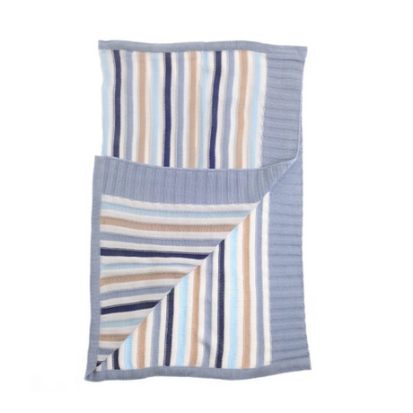 Ziggle Baby Blue & Beige Stripes Blanket