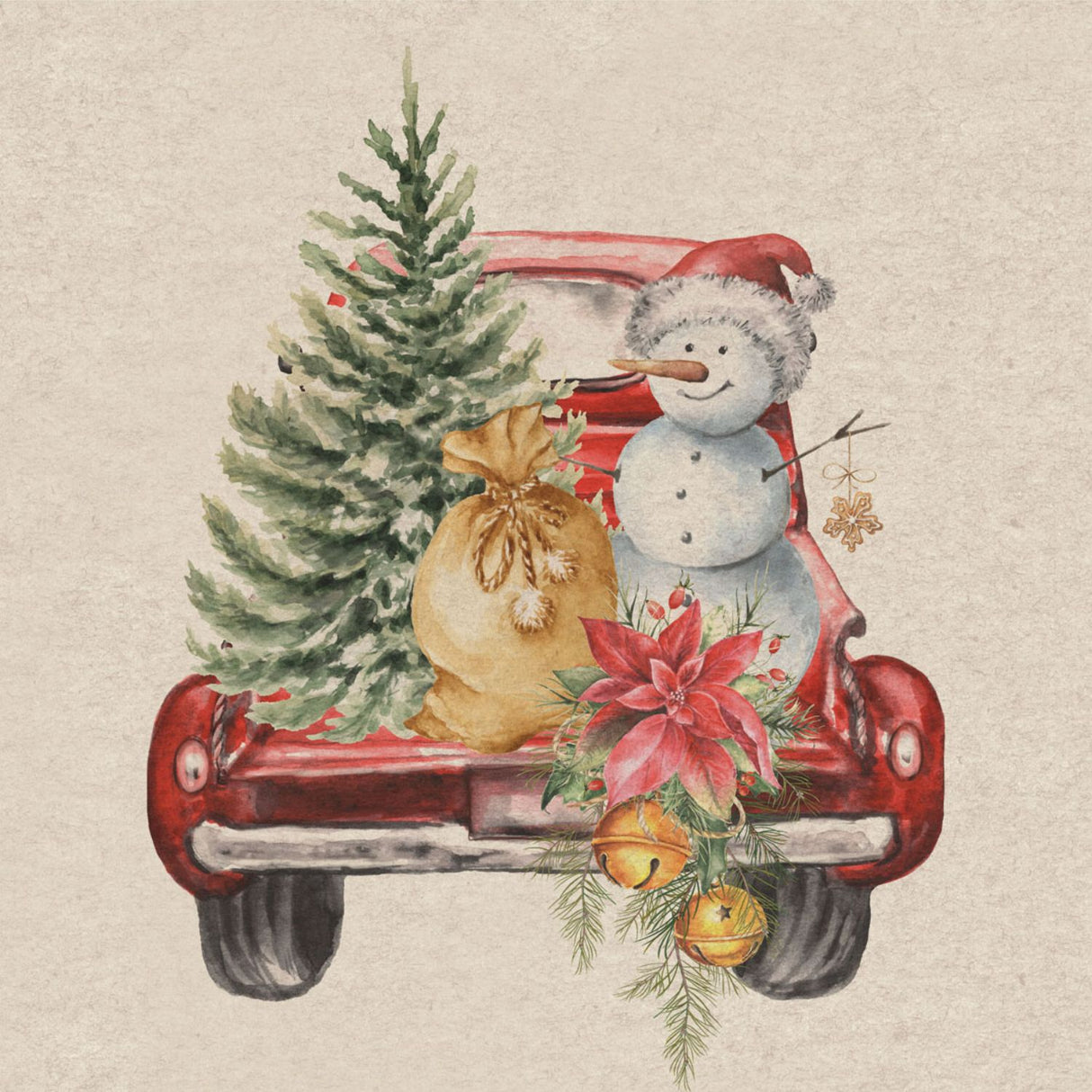 N.J Products 33cm Car Snowman Napkins (Pack of 20)