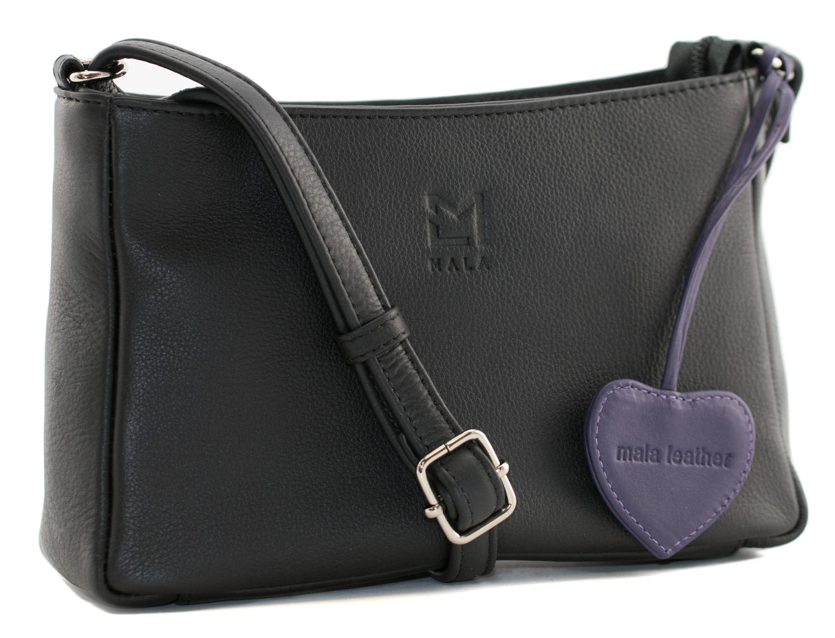 Mala Leather 19cm Black Anishka Small Shoulder/Cross Body Bag - 7348 75