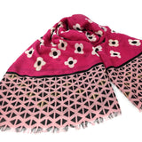 Black Ginger Magenta Pink Chloris Flower Scarf - 736-309