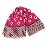 Black Ginger Magenta Pink Chloris Flower Scarf - 736-309