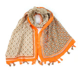 Black Ginger 180cm Chocolate Orange Bright Patterned Scarf
