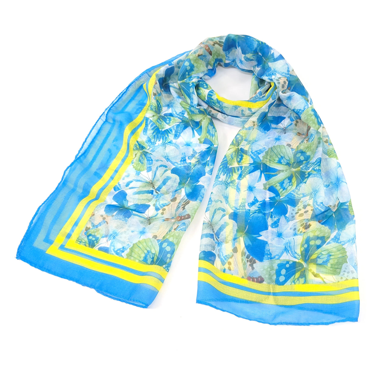 Black Ginger 180cm Blue Anteros Flutter of Butterflies Scarf