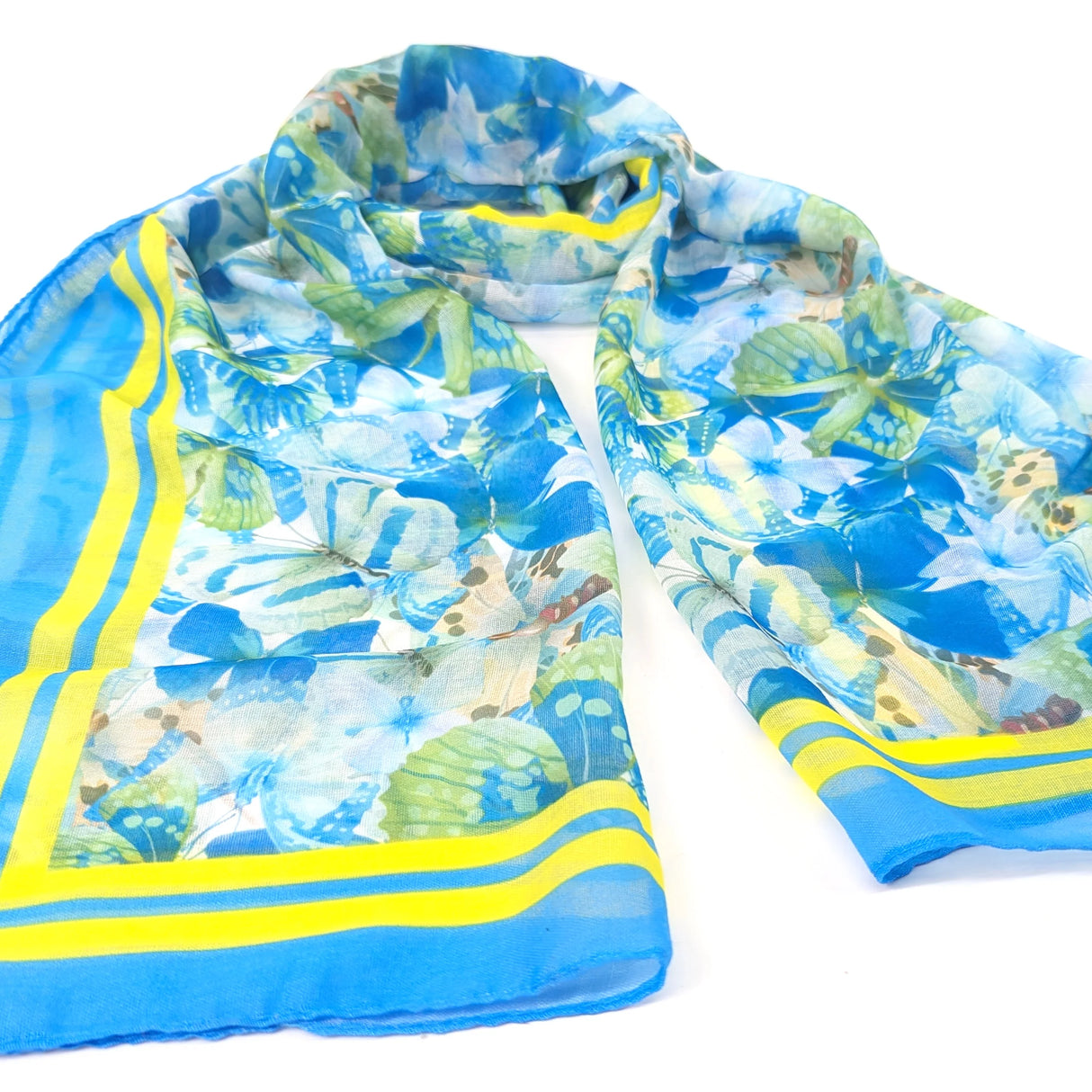 Black Ginger 180cm Blue Anteros Flutter of Butterflies Scarf