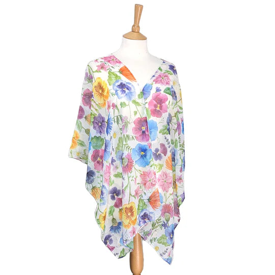 Black Ginger 180cm Multi-Coloured Pretty Pansy Poncho