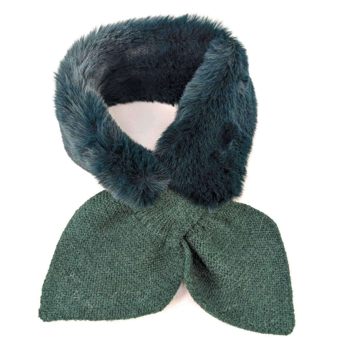Black Ginger Emerald Green Bela Bela Knitted Tie Fur Collar Scarf - 736-395
