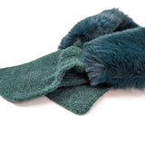 Black Ginger Emerald Green Bela Bela Knitted Tie Fur Collar Scarf - 736-395
