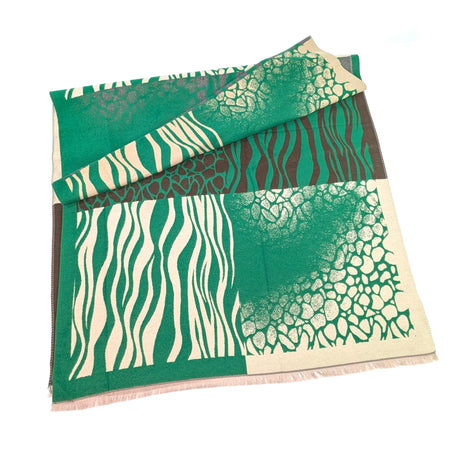 Black Ginger 180cm Green Animal Print Boxes Obzor Scarf - 736-402
