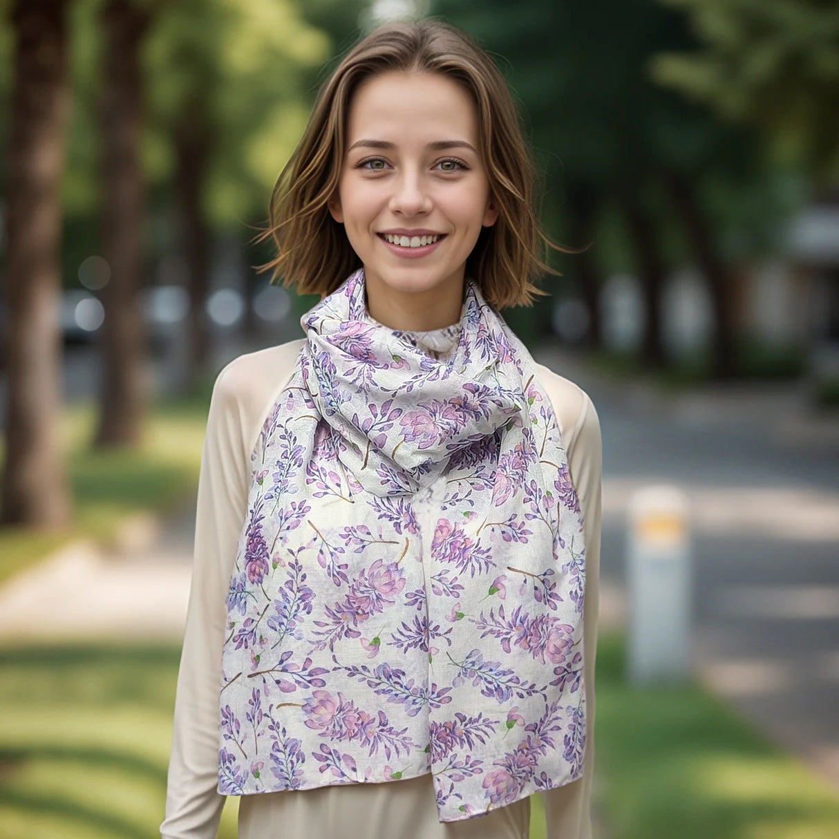 Black Ginger 180cm Purple Wisteria Scarf