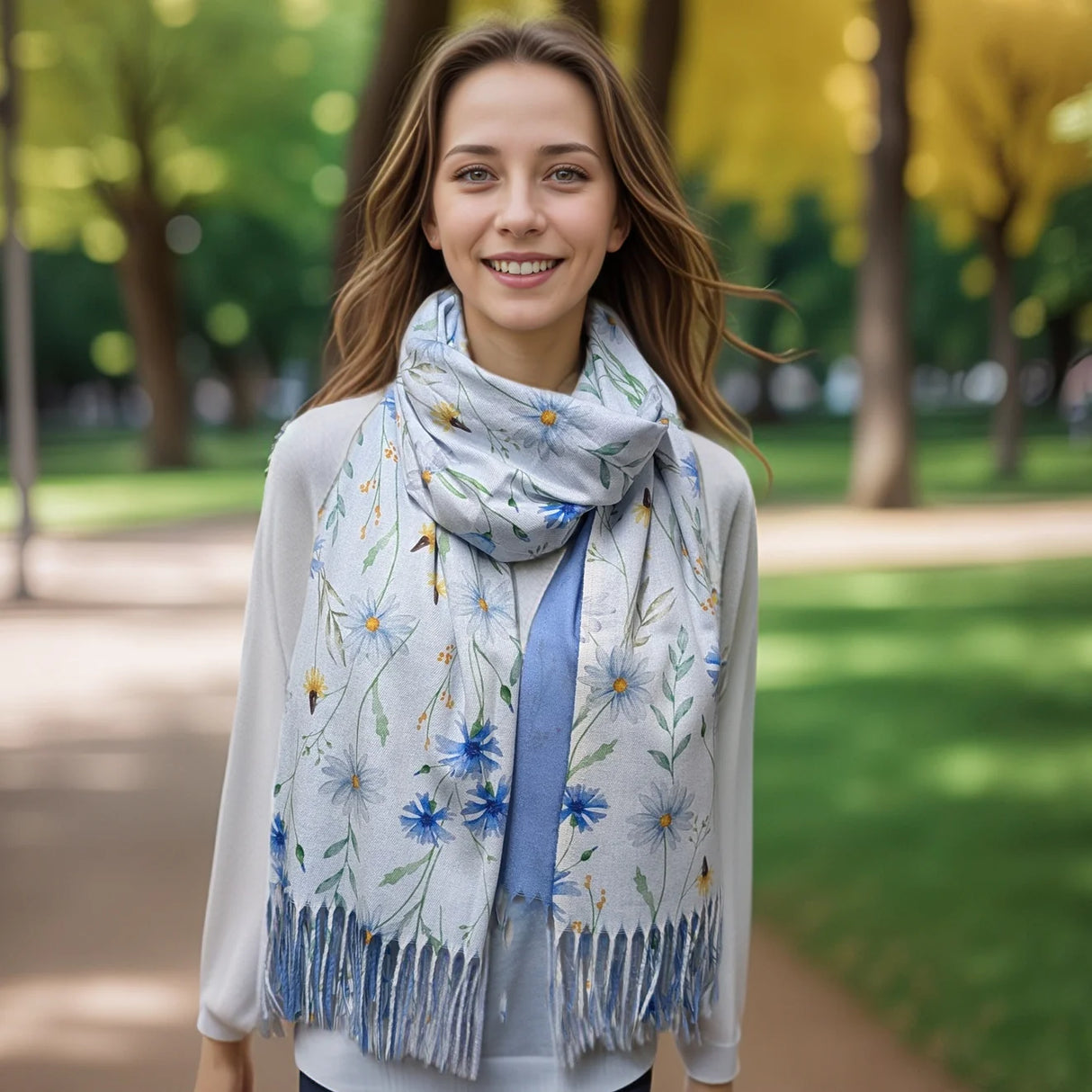 Black Ginger 180cm Blue Cornflower Pashmina