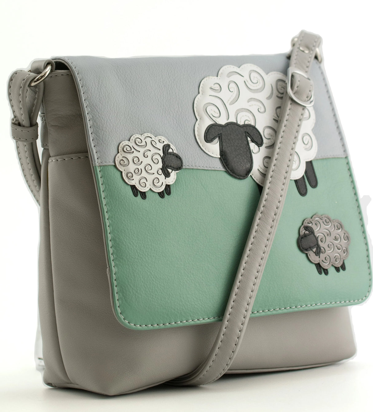 Mala Leather 20cm Grey Sheep Valais Cross Body Bag with Flap - 7365 21