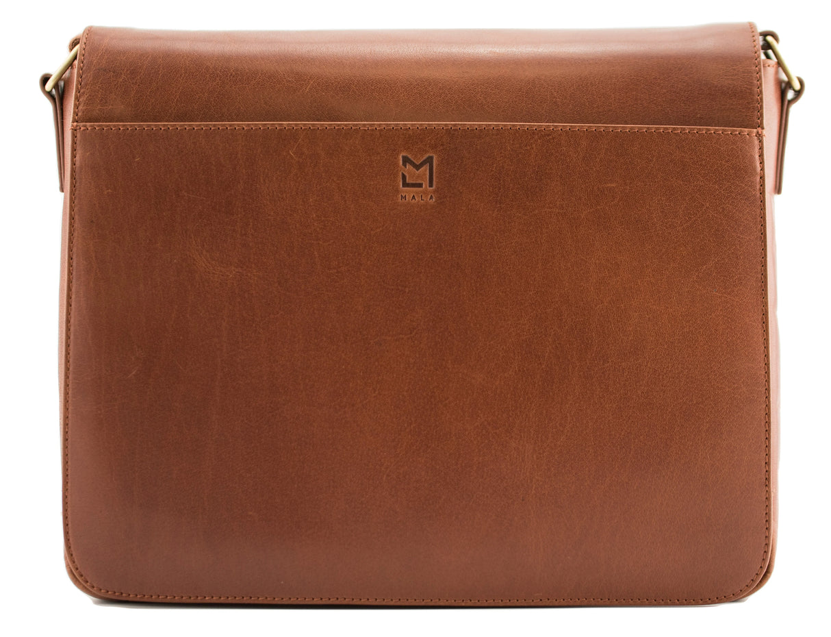 Mala Leather 32cm Tan Bloomsbury Large Flap Satchel Bag - 7404 17