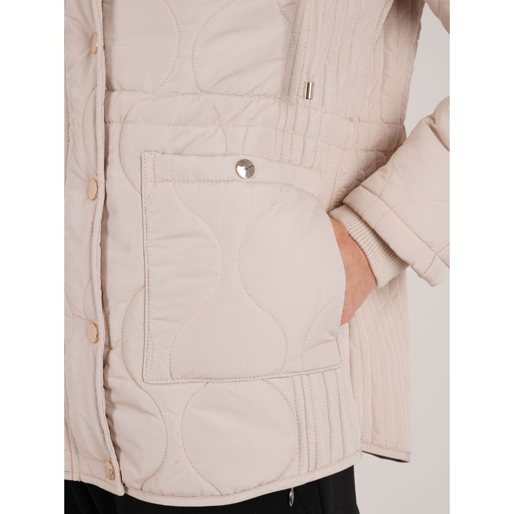 Tigi Onion Stitching Quilted Hooded Jacket - Cream