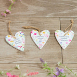 Richard Langs 'Mummy' Ceramic Pretty Floral Hanging Heart (Choice of 3) - 7BP130