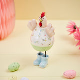 Richard Langs 14cm Ceramic Floral Chicken with Blue Welly Boots Ornament - 7BU161